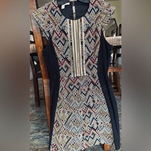 Anthropologie/Burning Torch Embroidered Geometric Dress